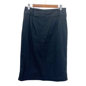 Tulle Los Angeles Womens Large Linen Blend Pencil Skirt Career Black Preppy Goth